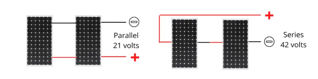 How do you connect two or more solar panels?